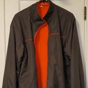 Men's St. John's Bay Bomber Jacket - Black w/ Orange Fleece Lining MEDIUM